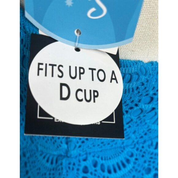 Swim Solutions Women's Tummy-Control Flyaway Swimdress Crochet 8 Blue NWT's. - Picture 6 of 8